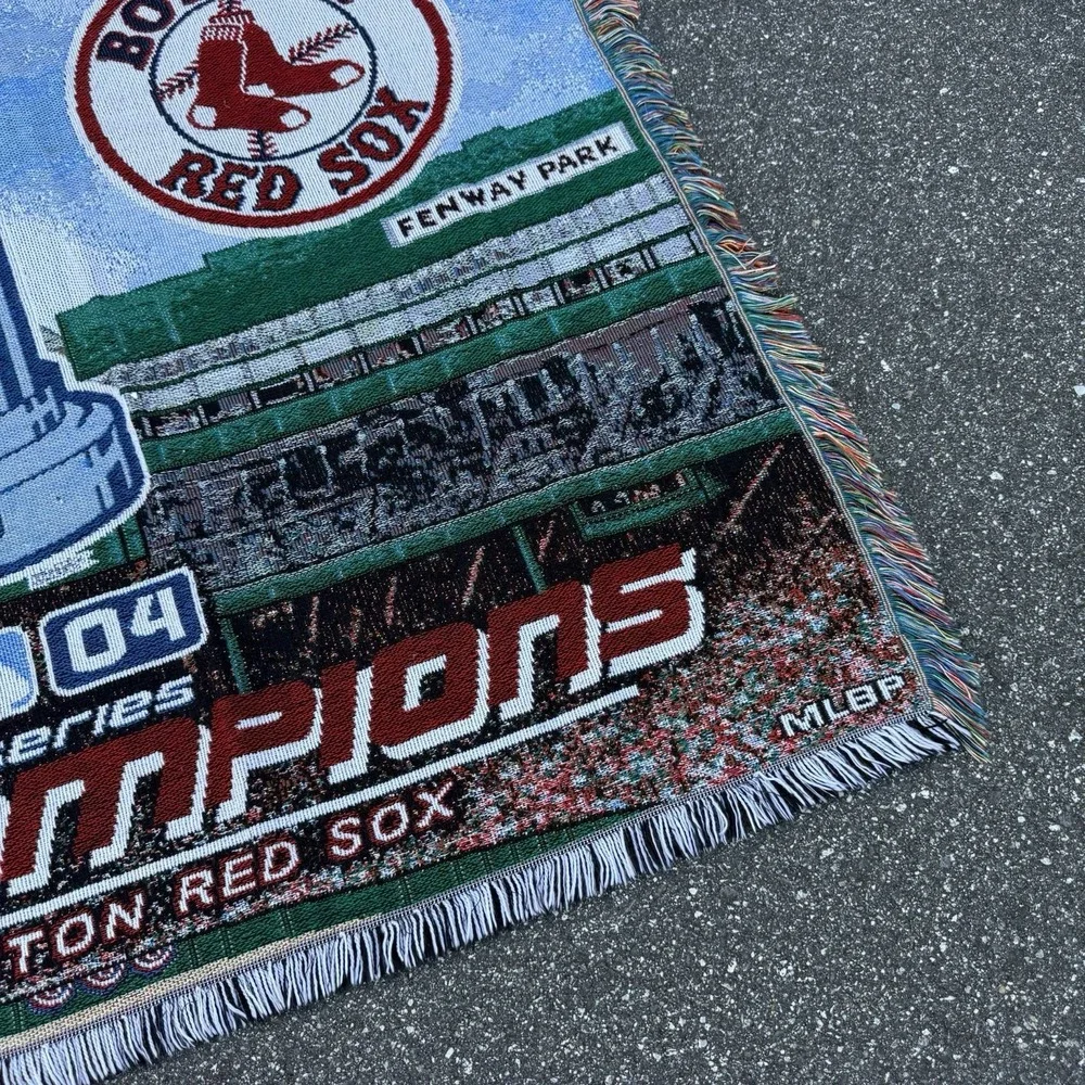 2004 Boston Red Sox World Series Champions Throw Blanket MLB Fenway Park Afghan